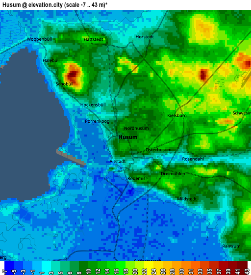 Zoom OUT 2x Husum, Germany elevation map