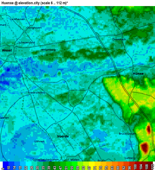 Zoom OUT 2x Hünxe, Germany elevation map