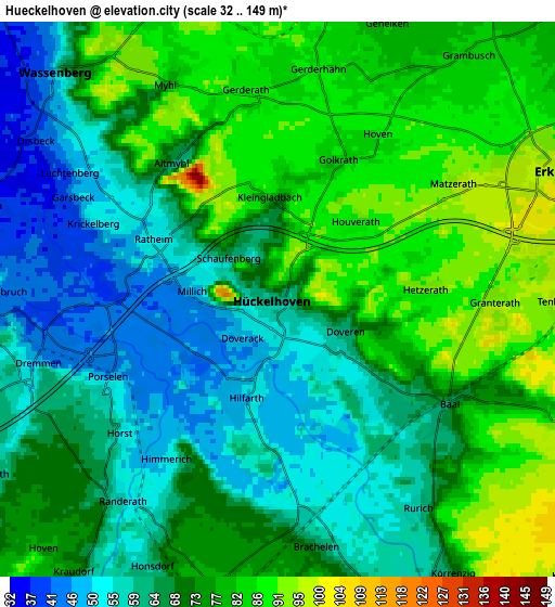 Zoom OUT 2x Hückelhoven, Germany elevation map