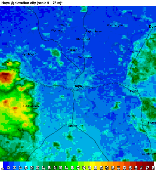 Zoom OUT 2x Hoya, Germany elevation map