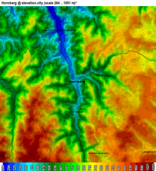 Zoom OUT 2x Hornberg, Germany elevation map