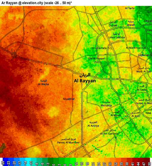 Zoom OUT 2x Ar Rayyān, Qatar elevation map