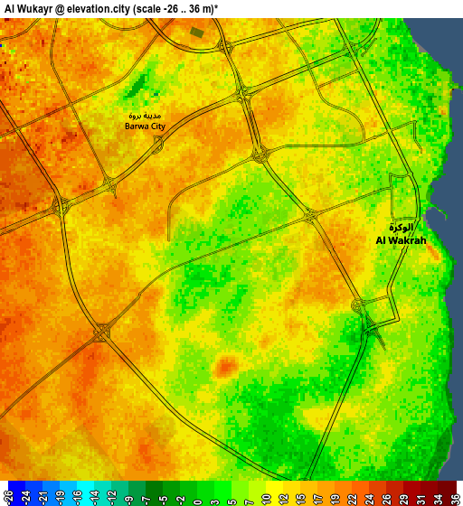 Zoom OUT 2x Al Wukayr, Qatar elevation map