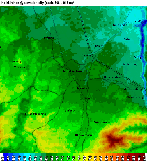 Zoom OUT 2x Holzkirchen, Germany elevation map