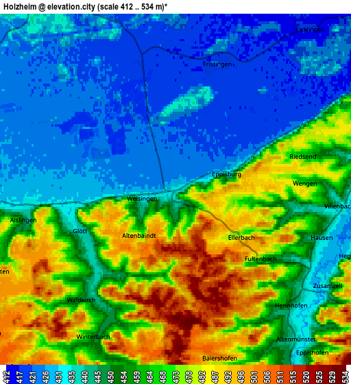 Zoom OUT 2x Holzheim, Germany elevation map