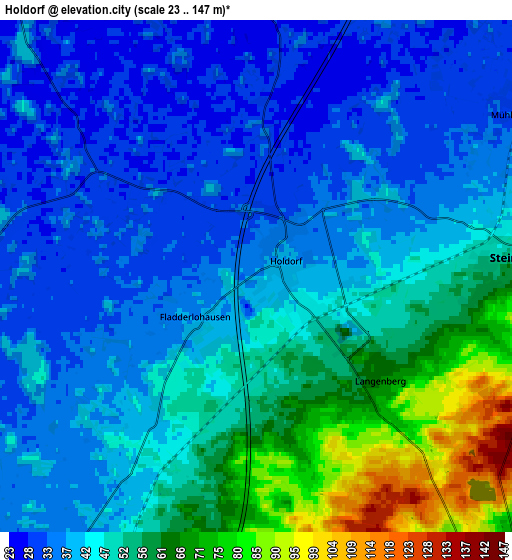 Zoom OUT 2x Holdorf, Germany elevation map