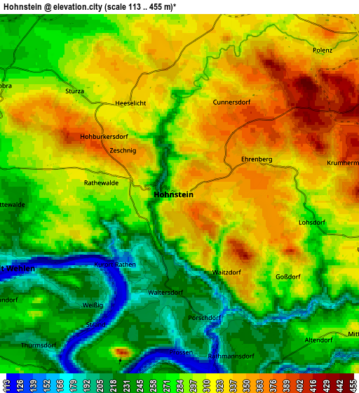 Zoom OUT 2x Hohnstein, Germany elevation map