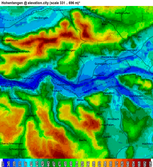 Zoom OUT 2x Hohentengen, Germany elevation map