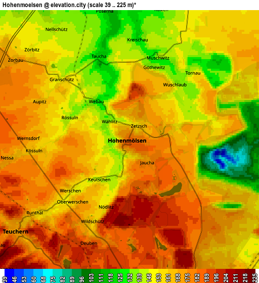 Zoom OUT 2x Hohenmölsen, Germany elevation map