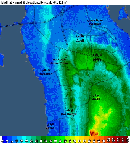 Zoom OUT 2x Madīnat Ḩamad, Bahrain elevation map