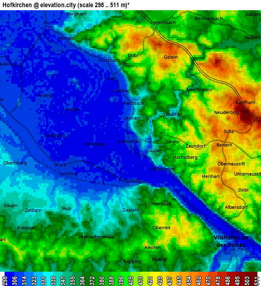 Zoom OUT 2x Hofkirchen, Germany elevation map