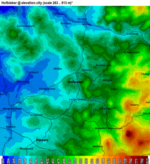 Zoom OUT 2x Hofbieber, Germany elevation map