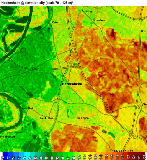 Zoom OUT 2x Hockenheim, Germany elevation map