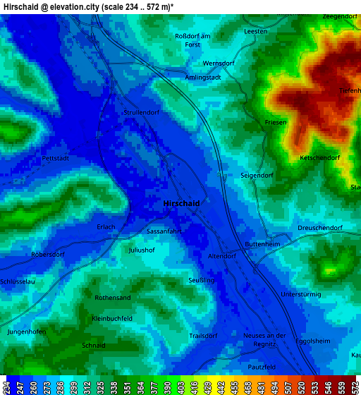 Zoom OUT 2x Hirschaid, Germany elevation map