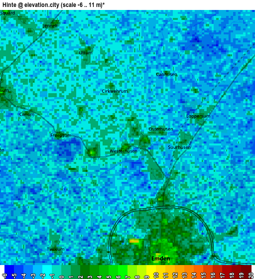 Zoom OUT 2x Hinte, Germany elevation map