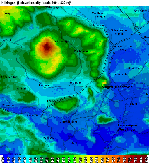 Zoom OUT 2x Hilzingen, Germany elevation map