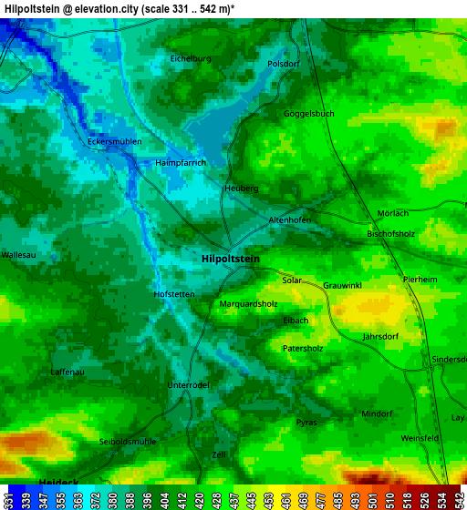 Zoom OUT 2x Hilpoltstein, Germany elevation map