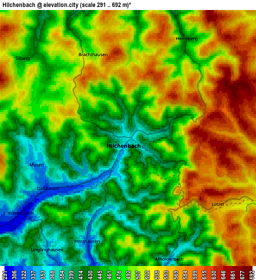 Zoom OUT 2x Hilchenbach, Germany elevation map