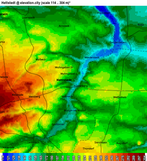 Zoom OUT 2x Hettstedt, Germany elevation map