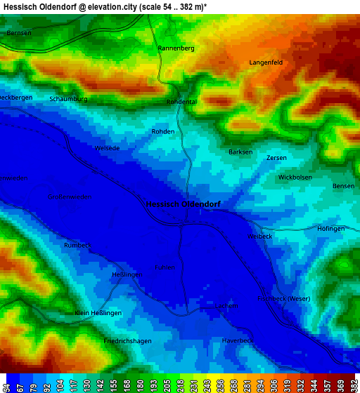 Zoom OUT 2x Hessisch Oldendorf, Germany elevation map