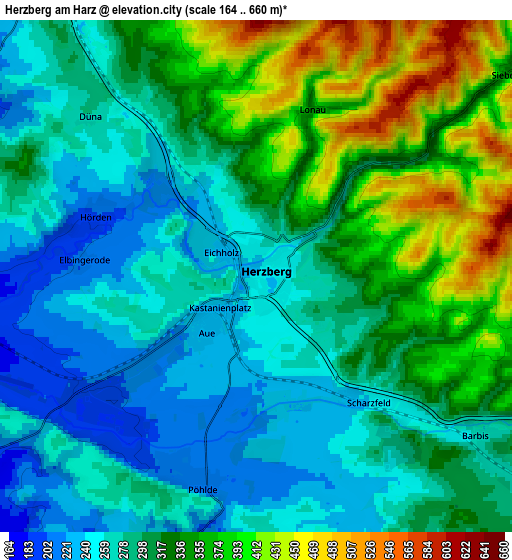 Zoom OUT 2x Herzberg am Harz, Germany elevation map