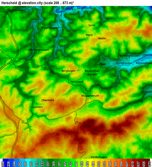 Zoom OUT 2x Herscheid, Germany elevation map