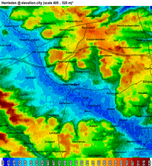 Zoom OUT 2x Herrieden, Germany elevation map