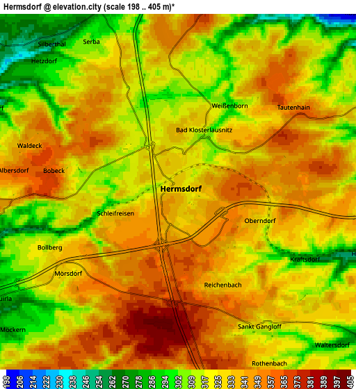 Zoom OUT 2x Hermsdorf, Germany elevation map