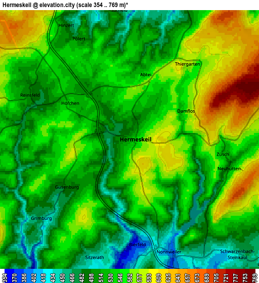 Zoom OUT 2x Hermeskeil, Germany elevation map