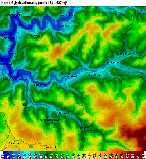 Zoom OUT 2x Herdorf, Germany elevation map