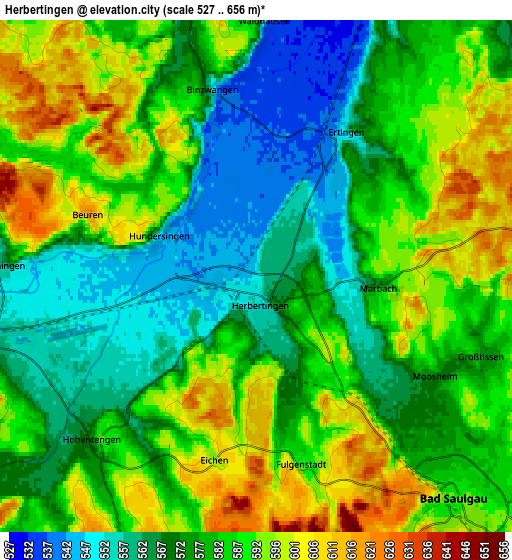 Zoom OUT 2x Herbertingen, Germany elevation map