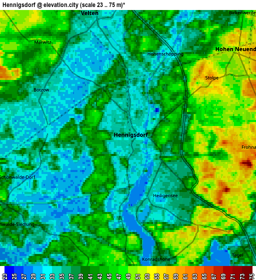 Zoom OUT 2x Hennigsdorf, Germany elevation map