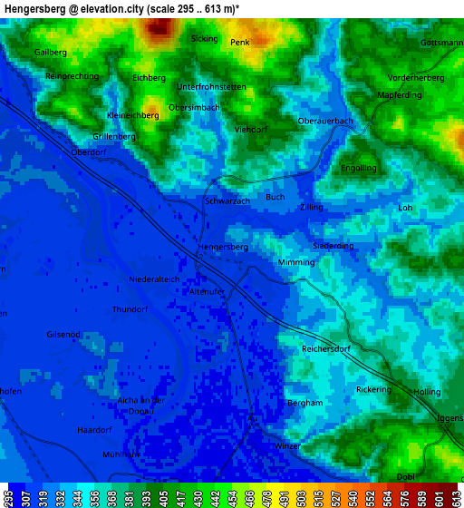 Zoom OUT 2x Hengersberg, Germany elevation map