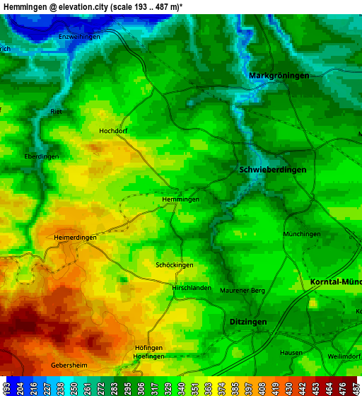 Zoom OUT 2x Hemmingen, Germany elevation map