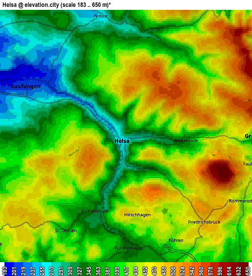 Zoom OUT 2x Helsa, Germany elevation map