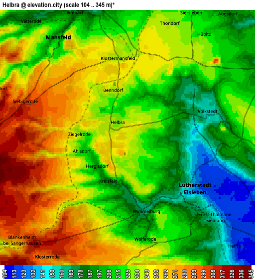 Zoom OUT 2x Helbra, Germany elevation map