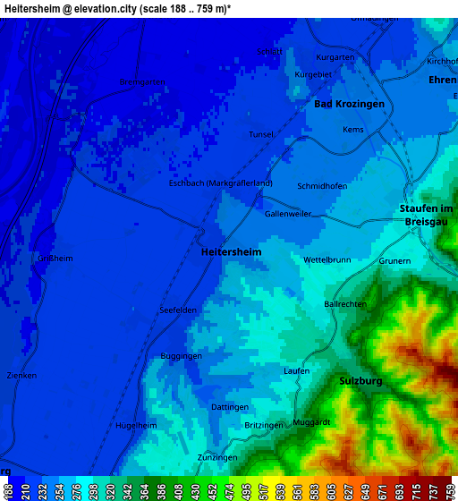 Zoom OUT 2x Heitersheim, Germany elevation map