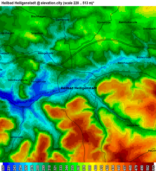 Zoom OUT 2x Heilbad Heiligenstadt, Germany elevation map