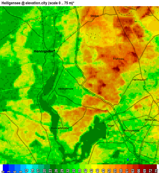 Zoom OUT 2x Heiligensee, Germany elevation map