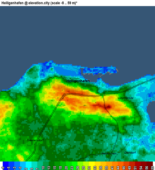 Zoom OUT 2x Heiligenhafen, Germany elevation map