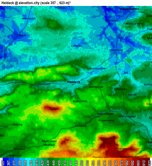 Zoom OUT 2x Heideck, Germany elevation map