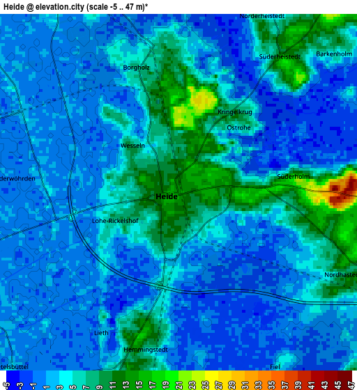 Zoom OUT 2x Heide, Germany elevation map