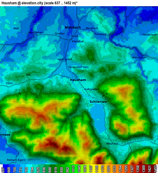 Zoom OUT 2x Hausham, Germany elevation map