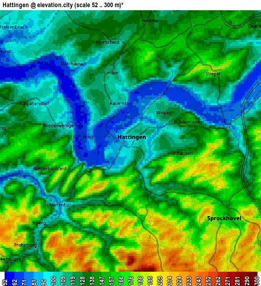 Zoom OUT 2x Hattingen, Germany elevation map