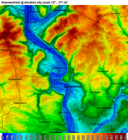 Zoom OUT 2x Haßmersheim, Germany elevation map