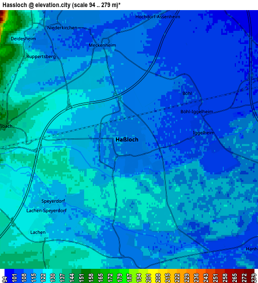 Zoom OUT 2x Haßloch, Germany elevation map