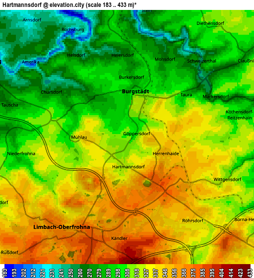 Zoom OUT 2x Hartmannsdorf, Germany elevation map