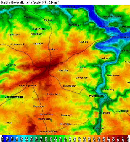 Zoom OUT 2x Hartha, Germany elevation map