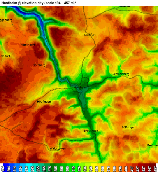 Zoom OUT 2x Hardheim, Germany elevation map