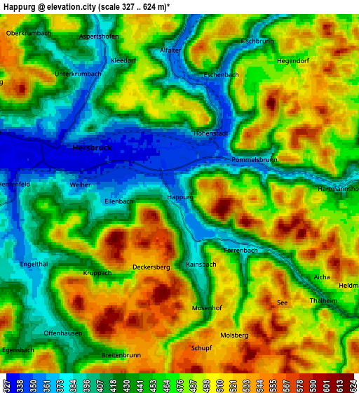 Zoom OUT 2x Happurg, Germany elevation map